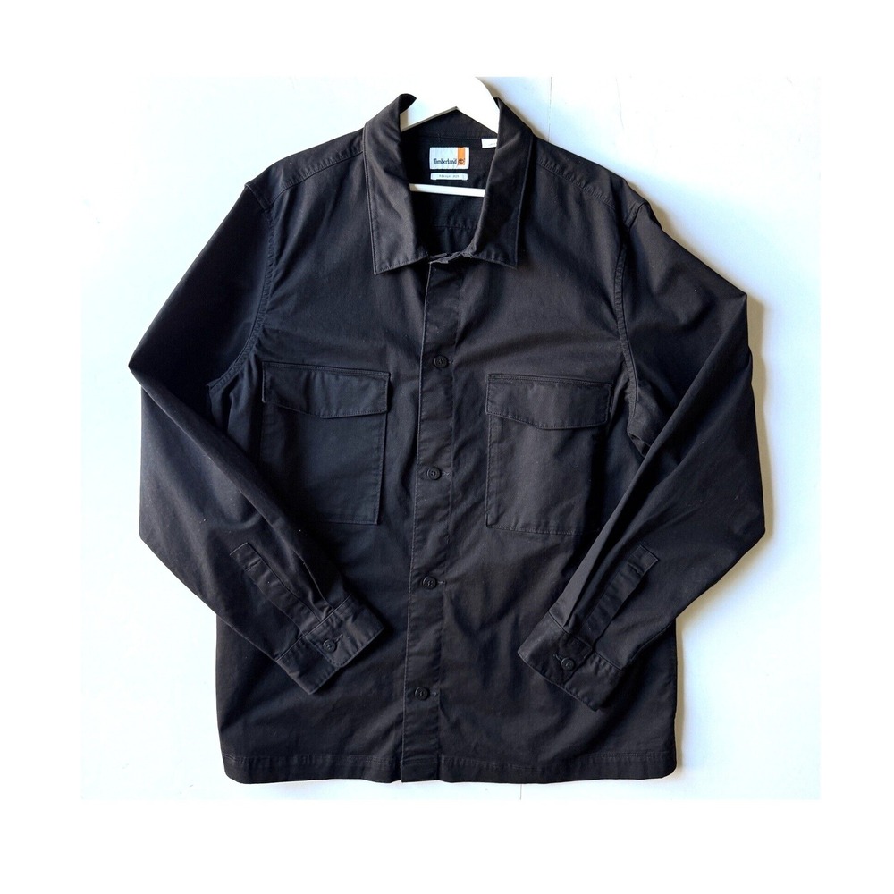 Timberland Mens Regular Fit‎ Black Utility Shirt Jacket Size XL Gorpcore Shacket